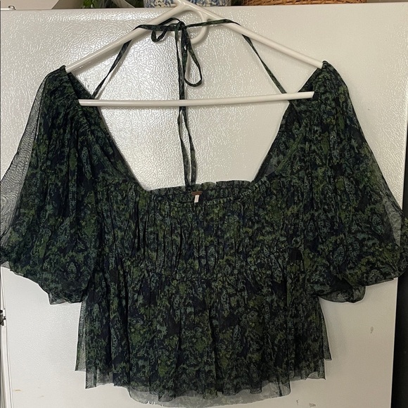 Free People Tops - Free People Large Green‎ Blue Women's Blouse